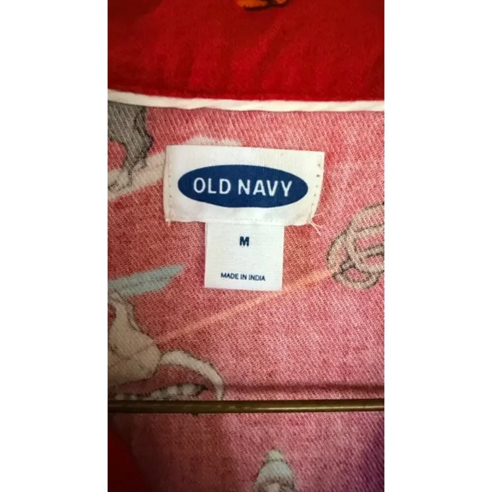 Old Navy Women’s Red Dog Print Pajama Set Button Front Shirt Pants Size Medium